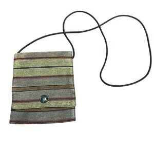 MARUCA‎ Crossbody Bag Women's OS Green Brown Striped Small Boho Earthy Artisan